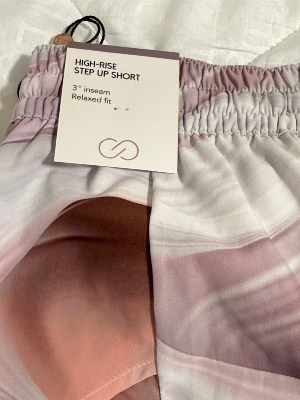 Calia Marble-Print Athletic Shorts - Pink & Gray - Picture 6 of 6